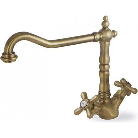 Grifo Monomando de Cocina Doble Control Latón Antiguo Crolla 2700 VO