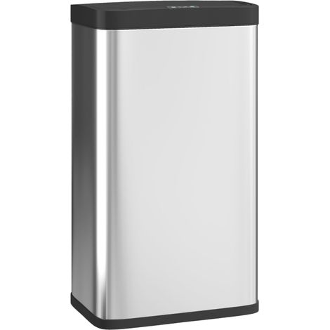 Poubelle Automatique 45L à Capteur Infrarouge en Acier Inoxydable Brossé Ouverture Sans Contact pour Cuisine et Bureau (1/5)