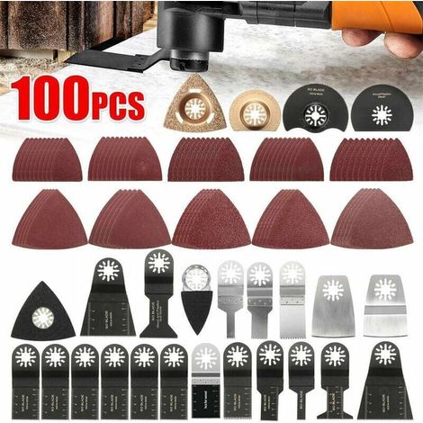 100 Pcs Lame oscillant Scie multifonctions,Accessoires Outils oscillants Multitool pour Fein Multimaster Dremel Dewalt Einhell pour bois, métal, plastique 56Vingt