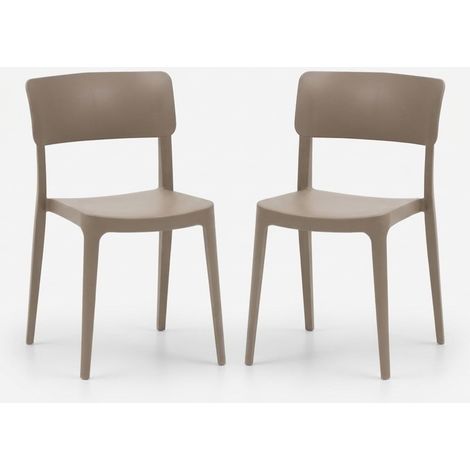 2er-Set stapelbare Garten- und Innenstühle Antibes - Taubengrau (1/5)