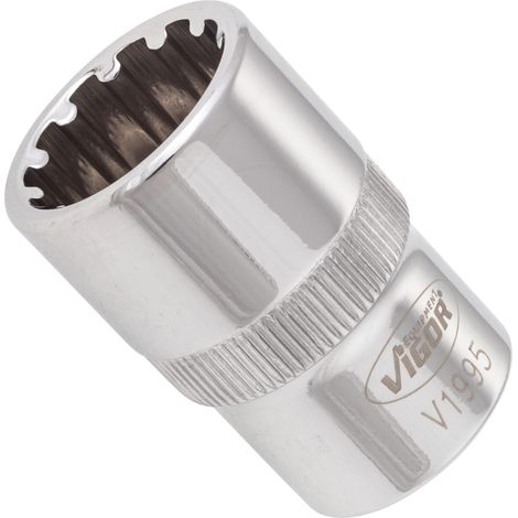 VIGOR Douille multiprofil V1995 carré creux 12,5 mm (1/2 pouce) 17 longueur totale : 38,1 mm (1/3)