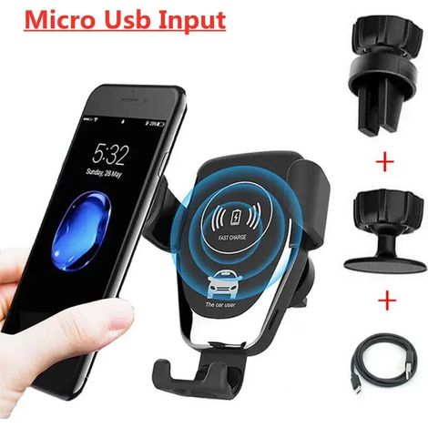 Chargeur de voiture sans fil, support de téléphone compatible avec iPhone 15, 14, 13, 12, Samsung S22, S21 et Xiaomi, avec fonction de charge - AquaForge (1/5)