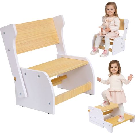 Escabeau, Design Convertible, Haute Capacité de Poids, BLANC (1/2)