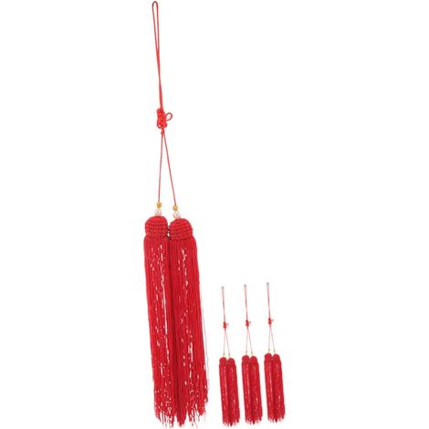 Pompons D’épée Chinoise Rouges en Tissu 4 Pièces pour Tai Ji (1/5)