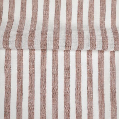 Tissu voilage à rayures fines serrées et bas plombé Terracotta 320 cm (1/2)