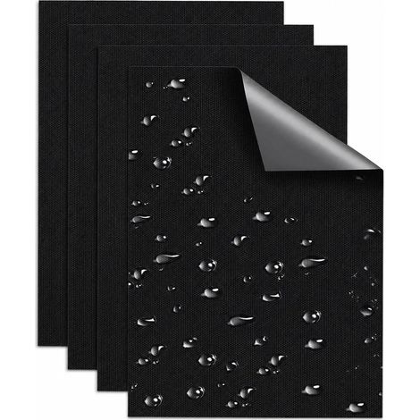 Lot de 4 patchs autocollants pour tissu et tente - 15 x 20 cm - Imperméables - Pour canapé, auvent, tonnelle de jardin, tente en coton, siège de voiture, noir (1/5)
