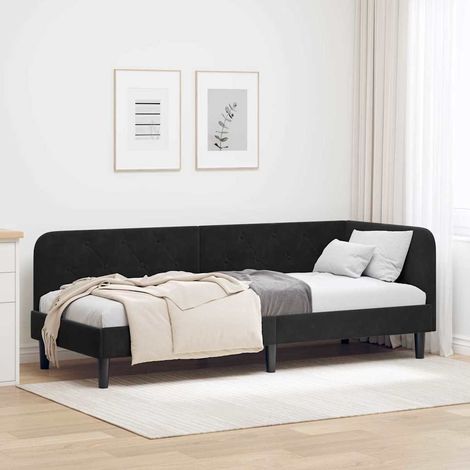 Eckbettgestell Schwarz 80 x 200 cm Samt
