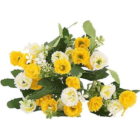 25 œillets artificiels avec feuilles, fausses plantes en soie, fleurs d'œillet pour l'extérieurjaune (1/5)
