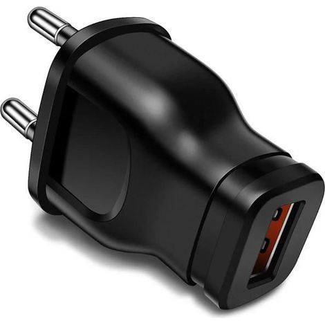 Adaptateur secteur USB noir 5V/1A, chargeur de voyage universel pour iPhone, Xiaomi, Huawei, Realme, prise murale USB standard europ (1/4)
