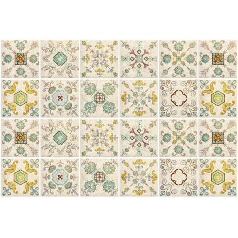 CCYKXA (C)Carrelage Adhésif 20x20 Style Industriel Credence Adhesive pour Cuisine Brique,24 Pcs Stickers Muraux Salle de Bains Cuisine Carrelage Adhesif Mural avec Motifs de Carrelage Dalle Pvc Adhesi