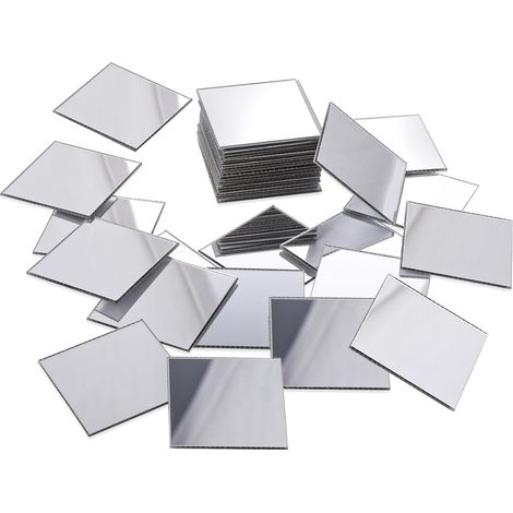 50 pièces Mini Miroirs, 2,5 × 2,5 cm, Carreaux de Miroir Autocollants en Acrylique, Mosaïque de Miroirs Carrés Adhésifs pour Décoration DIY de Mur, Salle de Bain, Cuisine, Artisanat, Table (1/5)