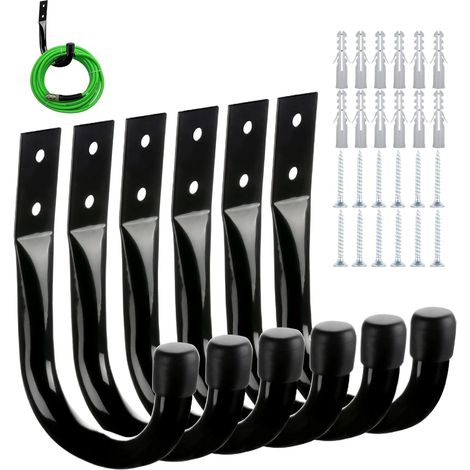 Ganchos para garaje  Juego de 6 colgadores para palas  Colgadores para garaje, portaherramientas de pared, organizadores de herramientas resistentes (1/5)