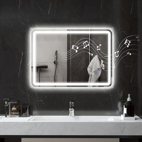 Miroir de salle de bain avec éclairage LED, traitement antibuée, 3 couleurs réglables, argent (1/5)