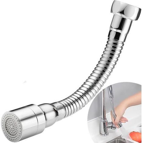 x 18cm Stainless Steel 304 Tap Extension, Adjustable Orientation, Compatible with G1/2 M22, Kitchen Sink (1/5)