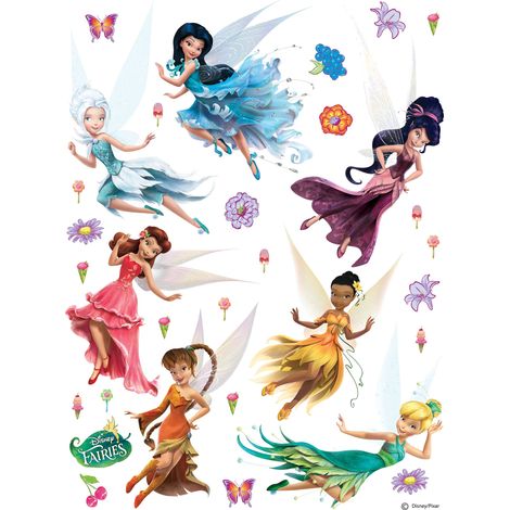 sticker mural Fées bleu, rouge et orange  - Disney