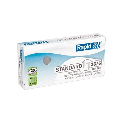 Rapid Standard-Heftklammern 26/6 verzinkt Karton mit 5000 Stück (1/2)