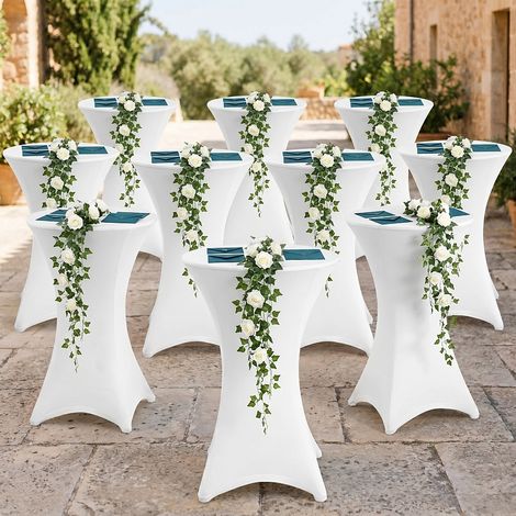 TolleTour Lote de 10 fundas protectoras Ø80 cm – Para mesas altas redondas y mesas altas de bar Blanco