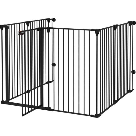 Cancelletto di Sicurezza per Animali Domestici 123x102x100 cm in Acciaio e Plastica Nero (1/5)