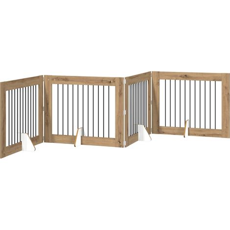 Klappbares Hundetor mit Ständern 4 Stk. Artisan-Eiche 401 cm vidaXL
