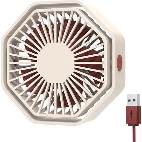 Powerful Mini Fan, Portable Quiet Fan, 3 Speed ​​Small Table Fan for Bedroom, Office, Home (360° Rotation, USB Powered), White (1/5)