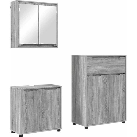 Maison Exclusive - Badezimmermöbel-Set mit Regal 3 pcs Graues Son