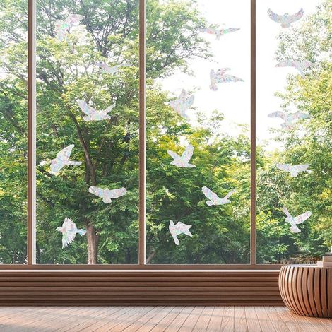 Autocollants anti collision pour oiseaux de fenêtre, protection de porte en verre et sauvez les oiseaux, réflexion, 20 Pcs, Dégager (1/5)