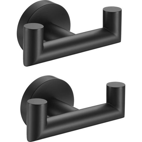 Set di 2 appendiabiti da bagno, portasciugamani, portasciugamani a parete, doppio appendiabiti in acciaio inox, gancio per accappatoio, doppio supporto per uso esterno (1/5)