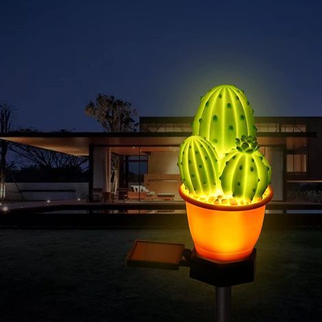Lampadaire Solaire Pour Jardin - Applique Solaire Étanche IP65 - Pour Allée. Terrasse. Pelouse - Cactus Ou Ananas - 1 Pièce (1/5)