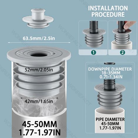 (45-50mm)Drain Tube Hose Seal Deodorant Silicone Plug Sealing Plug Sewer Seal Ring Anti Odor Floor Drain Sewer Cover (1/4)