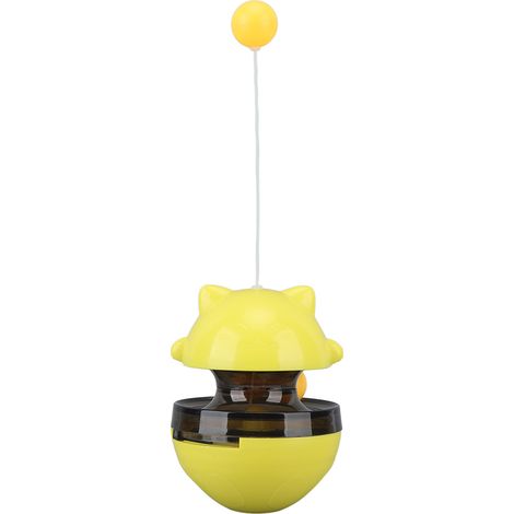 Distributeur de friandises pour chat, jouet distributeur de nourriture pour chat, balle interactive, puzzle pour chaton, jouet d'alimentation pour animaux de compagnie jaune (1/5)