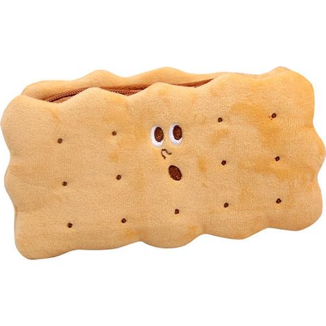 Etui À Crayons - Etui À Maquillage - En Peluche Douce - Forme Biscuit - Fermeture Éclair Lisse - Capacité 30 Crayons - Pour École Bureau Maquillage - 1 Pièce (1/5)