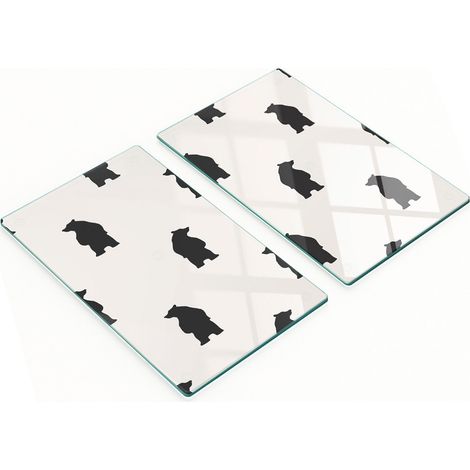 Tablas de vidrio decorativas multifuncionales para cocina con dise帽o de osos, 2x30x52 cm.