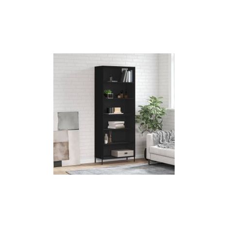 Buffet noir 69,5x32,5x180 bois d'ingénierie (1/5)