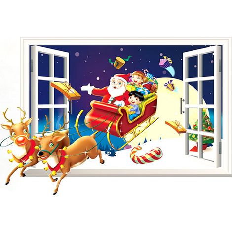 1 Sticker mural 3D Joyeux Noël, PVC autocollant repositionnable pour chambre, cuisine, plafond (1/5)
