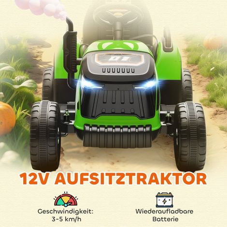 Tracteur à pédales enfant, véhicule électrique vert avec télécommande, démarrage doux, jouet auto pour garçons et filles de 3 à 8 ans, robuste et amusant. (1/5)