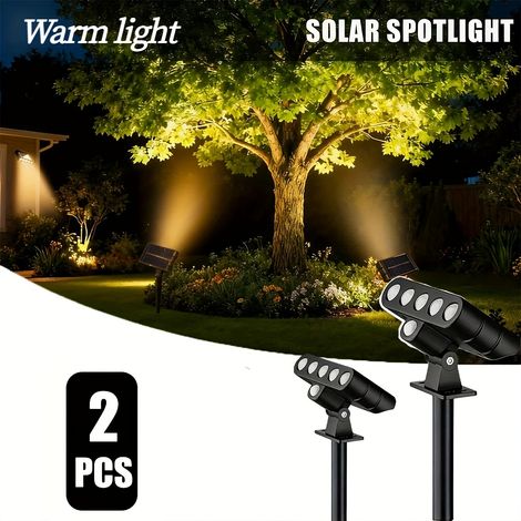 Lot de 2 projecteurs solaires d'extérieur, lampes de jardin décoratives (lumière chaude) (1/5)