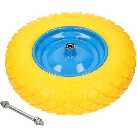 Roue de brouette 4.80/4.00-8 - Pneus en polyuréthane renforcé - Diamètre 390 mm - 200 kg - Roue complète avec axe (1/5)
