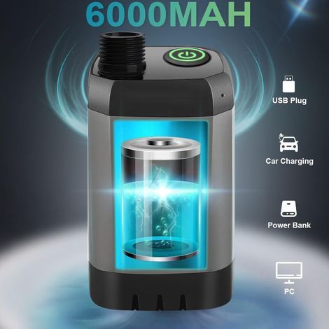 Douche de camping portable, pompe de douche rechargeable 6000 mAh avec pommeau de douche pour douches extérieures (gris)-AquaForge