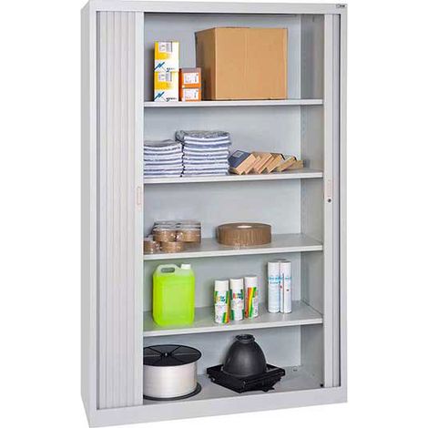 Armadio da officina con ante a ribalta grigie - 4 ripiani - Dim 1200x665x1950mm - W030060002