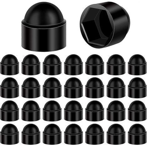 Cache-vis hexagonaux en plastique noir M10-17 mm (lot de 30) (1/4)