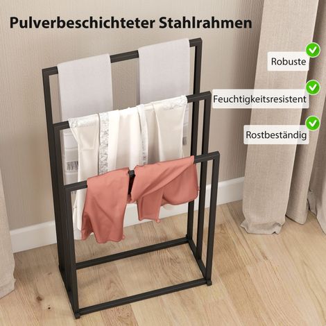 Porte-serviettes autoportant, échelle à serviettes en acier avec 3 barres, 45 x 21,5 x 85 cm (1/5)