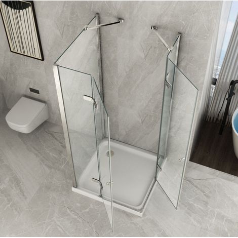 Box Doccia 3 Lati 2 Ante Battenti 70 80 90 100 110 120 140 Parete in Cristallo - Misura Box 3 Lati 100x80x100 (1/4)