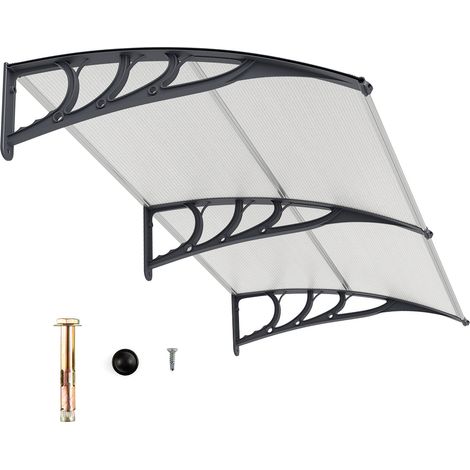 Auvent d'avant-toit extérieur pour porte d'entrée, protection contre soleil, pluie, neige et vent - gris (1/5)