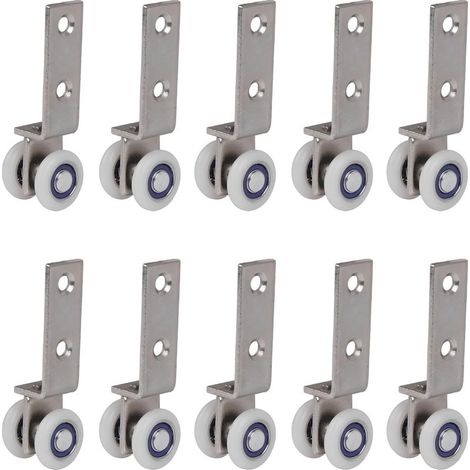 6,5 x 1,9 cm Coude de conduit en métal Roulement Bloc de poulie avec deux Plastique de roue pour porte coulissante fenêtre Cabinet (1/5)