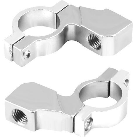10-mm-Motorrad-Rückspiegelhalterung, Lenkerhalterung, Adapter und silberne Klemme für den Spiegel.