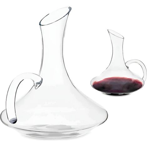 Decanter dritto 1500ml in Vetro con Manico Brocca Caraffa per Vino da tavolo Trasparente Bottiglia elegante e Professionale idea in scatola Regalo (1/5)