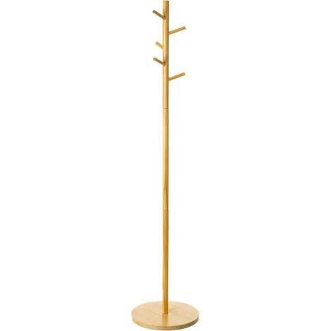 Attaccapanni Appendiabiti a Piantana in Legno 5 Ganci Colore Quercia 40x40x182cm (1/4)