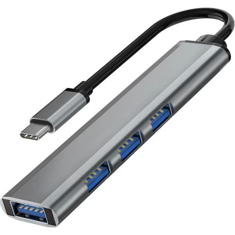 4-in-1 USB-C Hub with USB-C Ports, USB-C to USB Adapter, USB-C Hub with 1 USB 3.0 Port and 3 USB 2.0 Ports, for Mac Laptops, USB Interface (1/5)