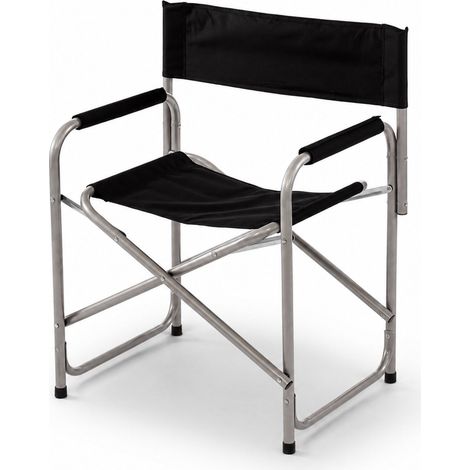 Oypla Lightweight Frame Folding Portable Black Outdoor Camping Directors Chair (1/5)