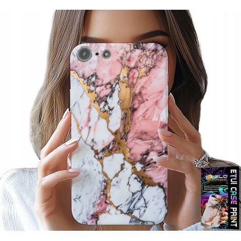 Custodia per iPhone 5 / 5S / 5C - effetto marmo rosa e bianco, con motivi a pietra (1/5)